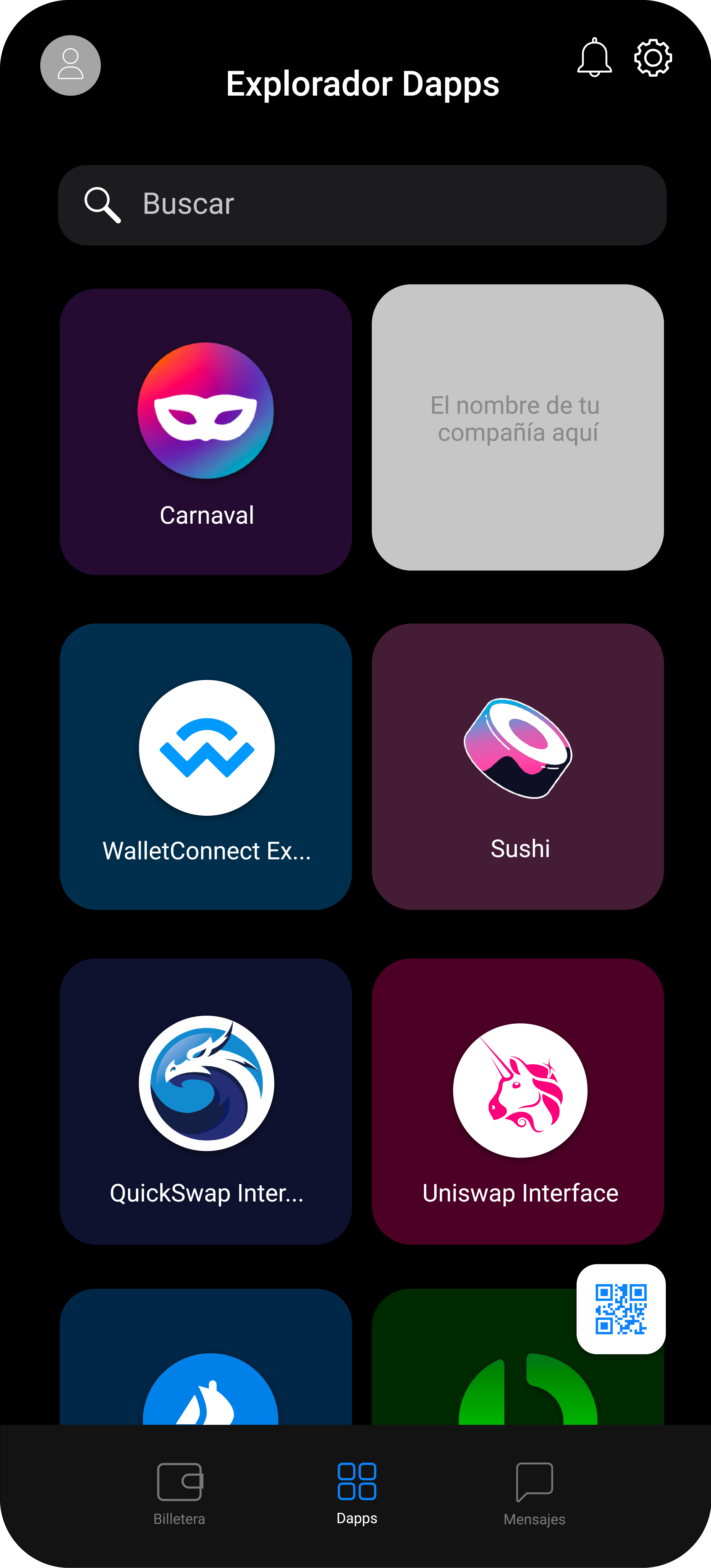 Kee Wallet mobile mockup shows list of dapps you can interact within the wallet